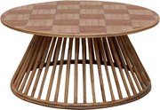 Masuta de cafea din rattan si blat ceramic roz, "Chandra"
