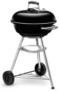 Gratar pe carbuni Weber Compact 1221004, 47 cm, Recipient cenusa, Reglare flux aer, 2 roti, 2 manere reci, Negru