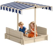 Outsunny Nisipar Lemnos pentru Copii, cu Acoperiș Parasolar, Bancă Integrată și Capac, Design Ergonomic | Aosom Romania