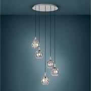 Eglo 39682 - Lustră BREGALLA suspendată pe cablu, 5xE27/40W/230V, negru/fumuriu