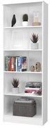 Biblioteca Flint, 4 Polite, Alba, 70 x 32 x 196 cm