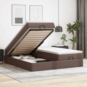 vidaXL Cadru de pat otoman cu saltele maro 200x200cm piele artificială