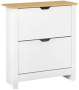 HOMCOM Dulap pentru pantofi cu 2 compartimente, capacitate 12 perechi, 72x26x80 cm, alb + maro | Aosom Romania