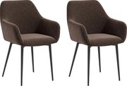 HOMCOM Set 2 Scaune de Dining Tapițate în Stil Nordic cu Brațe și Picioare din Oțel, 54x57x80 cm, Maro | Aosom Romania