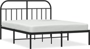 vidaXL Cadru de pat metalic cu tăblie, negru, 140x190 cm
