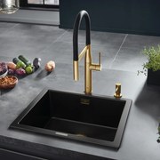 Baterie bucatarie cu pipa flexibila Grohe Essence negru - auriu lucios Cool Sunrise