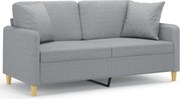 vidaXL Canapea cu 2 locuri cu pernuțe, gri deschis, 140 cm, textil