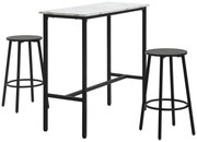 HOMCOM Set de bar pentru 2 persoane, 1 masă cu 2 scaune de bar, placă de masă în aspect de marmură albă, cadru din oțel | Aosom Romania