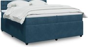 vidaXL Pat box spring cu saltea, albastru, 200x200 cm, catifea