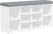 vidaXL Bancă pentru pantofi, albă, 102x32x50 cm, lemn stratificat