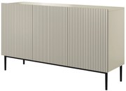 Comodă cu fronturi striate Nicole 150 cm - cașmir / picioare negre