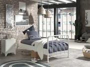 Set Pat Metalic și Noptieră, Alb, 90 x 200 cm (Metal) – BRONXX – Vipack