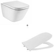 Set vas wc suspendat Roca The Gap rimless cu capac softclose slim alb