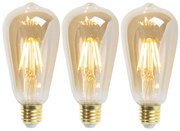 Set de 3 becuri LED cu dimmer E27 ST64 Goldline 5W 380lm 2200K