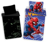 Lenjerie de pat fosforescentă pentru copii roșie-albastră din bumbac pentru pat de o persoană 140x200 cm Spider-man – Jerry Fabrics