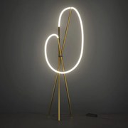 Lampadar, Lampa de Podea LED, Alama Satinata, Crochet