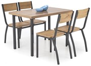 Set masa + 4 scaune Milton natur/negru