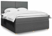 vidaXL Pat box spring cu saltea, gri închis, 180x200 cm, textil