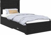 vidaXL Cadru de pat cu sertar Stejar Negru 100 x 200 cm Lemn compozit