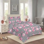 Lenjerie de pat roz-gri din bumbac pentru pat de o persoană 140x200 cm Dana – Cotton House