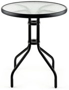 Masa metalica cu blat de sticla Muhler 999465, 60x74 cm, Metal hoop, Negru