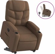 vidaXL Fotoliu rabatabil cu ridicare pe verticală, maro, textil