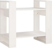 vidaXL Bibliotecă/Separator cameră, alb, 60x35x57 cm, lemn masiv pin