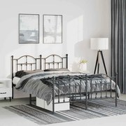 vidaXL Cadru pat metalic cu tăblie de cap/picioare, negru, 135x190 cm