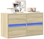 vidaXL Comodă TV de perete cu lumini LED, stejar sonoma, 80x31x45 cm