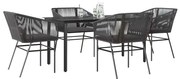 vidaXL Set de sufragerie de grădină 5 piese neagră Sticlă Poly Rattan