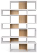Bibliotecă cu detalii maro deschis TemaHome London, înălțime 220 cm, alb