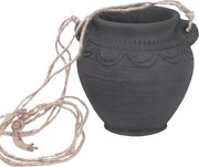 Ghiveci suspendat din lut, sculptat manual, negru, Ø 12,5 x H 12,5 cm, „Hanging Planter Black"