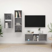 vidaXL Set de dulapuri TV, 3 piese, gri beton, lemn prelucrat