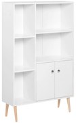 Biblioteca cu Picioare din Lemn din Pin Alb 80 x 23.5 x 118cm HOMCOM | Aosom Romania