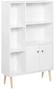 Biblioteca cu Picioare din Lemn din Pin Alb 80 x 23.5 x 118cm HOMCOM | Aosom Romania