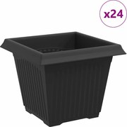 vidaXL Vază pătrată pentru flori 24 pcs Negru 20 x 20 x 16 cm Plastic
