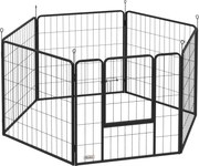 PawHut Țarc pentru Câini Portabil din 6 Panouri, 160x80x80 cm, Negru | Aosom Romania