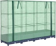 vidaXL Pat de flori înălțat cu prelată de seră, aspect ratan, 160x40x123 cm