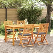 vidaXL Scaun pliant 4 pcs Gri 49 x 57.5 x 92cm Lemn masiv de acacia