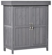 Outsunny Dulap de Gradina cu 2 Rafturi si  2 Usi, Lemn, 74x43x88 cm, culoarea lemnului | Aosom Romania