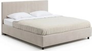 Pat matrimonial bej tapițat cu spațiu de depozitare cu somieră 160x200 cm Myra Slim Line – Bonami Selection