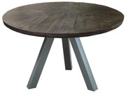 Masa rotunda cu blat din lemn de mango Tables&amp;Benches 120x120x76 cm maro inchis/argintiu