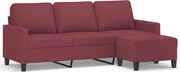 vidaXL Canapea cu 3 locuri și taburet, roșu vin, 180 cm, textil