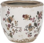 Ghiveci din ceramica cu motiv floral, H11/D12.5 cm, Nancy
