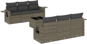 vidaXL Set canapele de grădină, 7 piese, cu perne, gri, poliratan