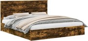 vidaXL Pat cu storage Stejar fumuriu 180 x 200 cm Lemn compozit