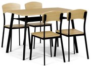 Set de masă Industrial cu 4 scaune, 110 x 70 x 76cm, maro