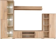 vidaXL Mobilă de perete cu spațiu TV, iluminare LED, stejar sonoma