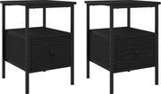 vidaXL Dulap de noapte cu sertar 2 pcs Stejar Negru 34 x 36 x 50 cm