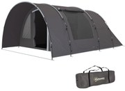 Outsunny Cort de camping cu terasă pentru 4 până la 6 persoane ușor ventilat impermeabil 5 000 mm montare ușoară sac de transport gri | Aosom Romania
